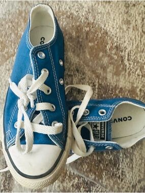 Converse Kids Low-Top Canvas Sneakers in Blue with White Accents